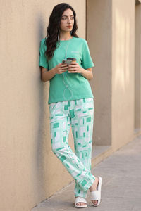 Zivame 2 Mile Fashion Knit Cotton Loungewear Set - Brook Green — thumbnail 1